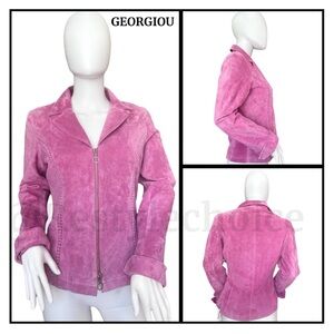 GEORGIOU studio Women's 90’s Pink Suede Jacket